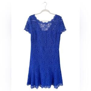 Diane Von Furstenberg Blue Fifi Lace Dress Size 14 NWT